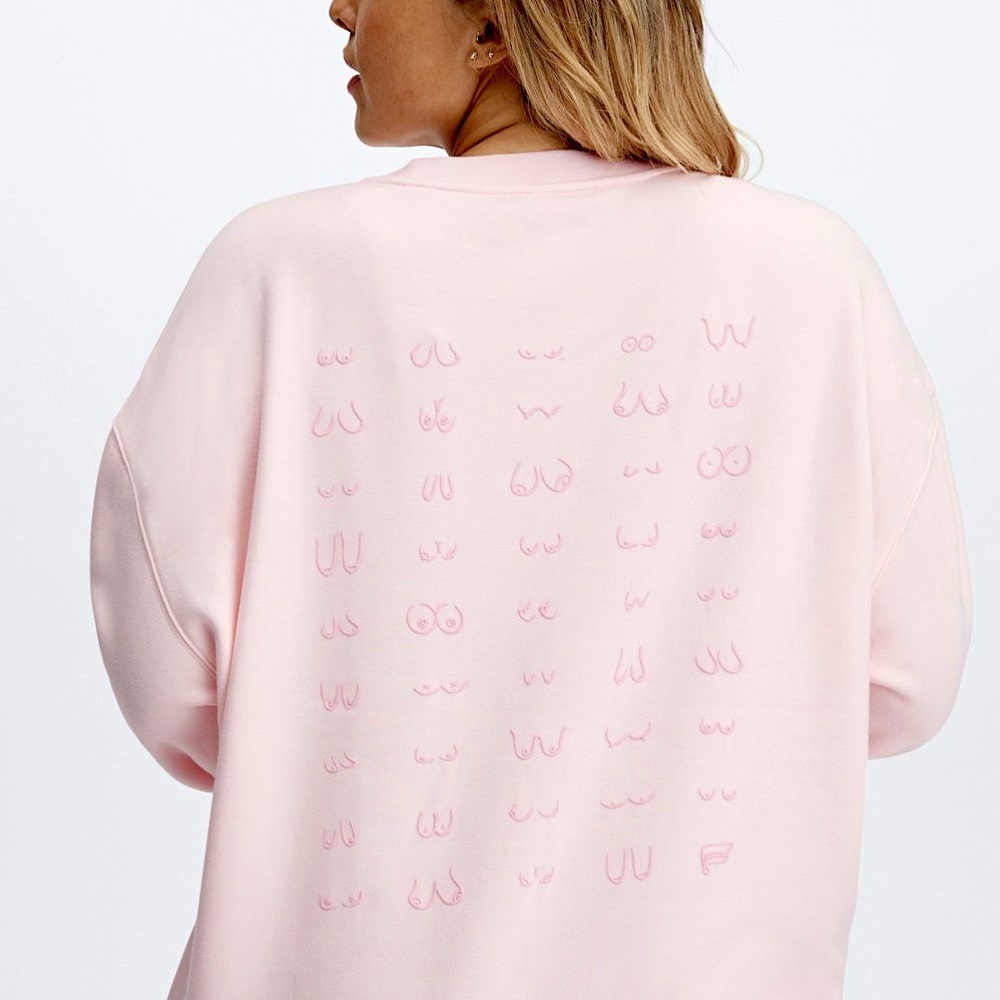 fabletics breast cancer awareness boob sweatshirt